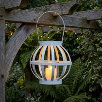Artikel Gartenlaterne Metall Glas Windlicht zum Hängen Weiß Ø18,5cm