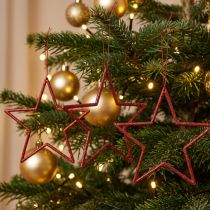 Artikel Deko Stern Rot Christbaumschmuck Glitter Ø12cm, 12er-Set Weihnachtsdeko