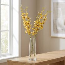 Artikel Künstlicher Cymbidium Blütenstiel 95cm Gelb-Grün-Bordeaux 2er Set für elegante Dekoration