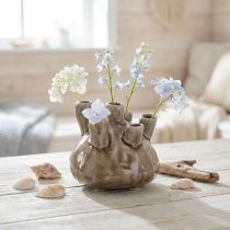 Maritime Keramik Vase Braun 11,5cm Korallen Look