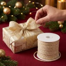 Artikel Kordel Baumwolle Gold Creme 7mm 15m Dekoband Geschenkband Floristik