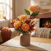 Artikel Künstliche Blume Chrysantheme Orange Dekoration Ø7cm 18cm 4 Stück für Hotellerie