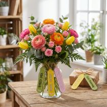 Artikel Dekohänger Geschenkanhänger mit Text Bunt 12,5cm 12St