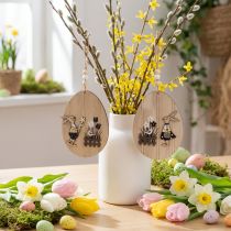 Artikel Holz Ostereier zum Hängen 13cm Natur-Weiß Innenbereich Dekoration 6er-Set