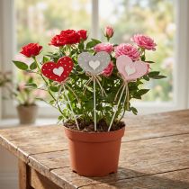 Artikel Herzen gepunktet Holzherzen Blumenstecker 6×5cm 18 St