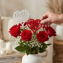Artikel Blumenstecker Herz Rot, Weiß Dekostecker Valentinstag 7cm 12St