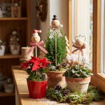 Artikel Schneemann Deko Stecker Blumenstecker Holz Natur 5cm 9St
