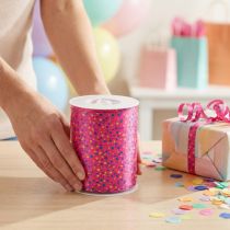 Artikel Kräuselband Geschenkband Pink mit Punkten 10mm 250m