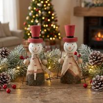 Artikel Winterliches Holz-Schneemann-Duo mit Charme – Tischdeko in Rot & Natur