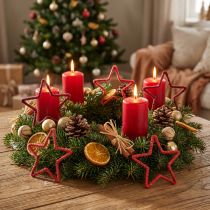 Artikel Sterne für Adventskranz Weihnachtsdeko Jute Rot 15cm 8 St