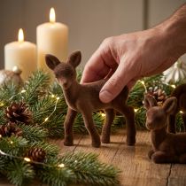 Artikel Dekofigur Reh Kitz beflockt Braun Weihnachtsfiguren 10,5cm 6 St