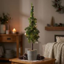 Artikel Mini-Weihnachtsbaum im Topf, Künstliche Zipfeltanne 70cm mit Deko-Steinen, ideal für Festtagsdeko
