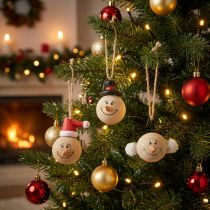 Artikel Schneemann Holz Deko Dekohänger Weihnachten Natur 5cm 12St