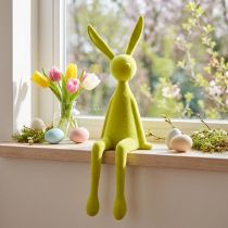 Artikel Kantenhocker Osterhase 56 cm Gelbgrün beflockt Sitzende Dekoration