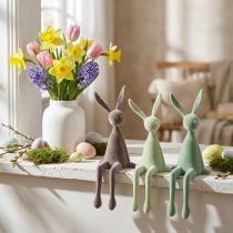 Artikel Polyresin Kantenhocker Hasenfiguren 28cm Grün und Braun für Innenbereiche
