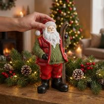 Artikel Weihnachtsmann Deko Figur Handbemalt mit Ski 14x10,5x24,5cm