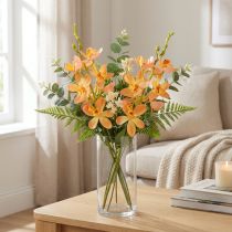 Artikel Künstlicher Orchideen Zweig 8 Blüten Orange - Dekoration Büro & Hochzeit