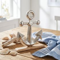 Artikel Deko Anker Metall Holz Natur Silber Maritim Deko 25,5x5,5x31cm