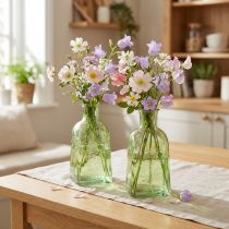 Artikel Flaschenvase Glas H19cm mit Motiv, Grün, 2 Stück