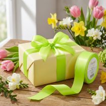 Artikel Geschenkband Dekoband Webkante Limettengrün 40mm 50m vielseitig kombinierbar
