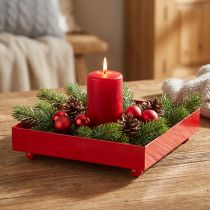Artikel Deko Tablett quadratisch Rot Metall 15x15cm 2St für Dekoration und Kerzen
