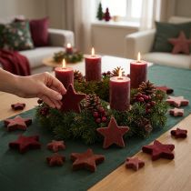 Artikel Deko Sterne beflockt Streudeko Weihnachten Burgund Rotbraun Ø4/5cm 40 St Großhandel