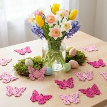 Artikel Frühlingshafte Schmetterlings-Streudeko aus Holz in Rosa, Pink und Lila, 4 cm, 72 Stück