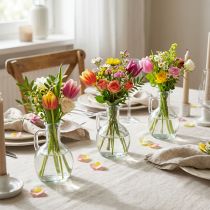 Artikel Set Mini Glaskaraffe mit Henkel 12cm – Transparente Tischdeko und Vase (6er-Set)