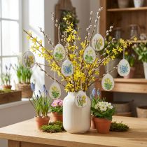 Artikel Ostereier aus Metall mit Frühlingsblumenmotiv zum Hängen 8cm Set 8 Stück