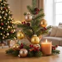 Artikel Mini-Christbaumkugel-Set Glas glänzend 3 cm Kupferbraun Orange Goldgelb 22 Stück