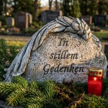 Artikel Grabschmuck Engelsflügel mit Spruch Kunststein Grau 16cm 4 St