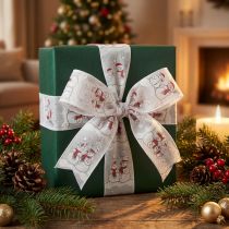 Artikel Geschenkband Weihnachten Schneemann Winter Rot Weiß 40mm 15m