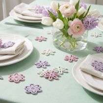 Artikel Holzblumen Streudeko Blüten Lila/Rosa/Weiß Ø3,5cm 48 St
