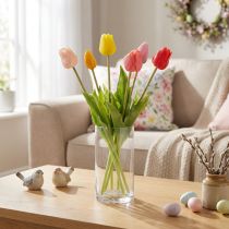 Artikel Kunstblumen Tulpenstrauß bunt 43cm 7 Stück für realistische Dekoration