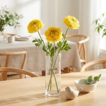 Artikel Künstliche Ranunkel Dekoblume 51cm in Gelb Grün Detailgetreu Pflegeleicht 3er Set