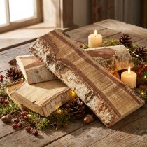 Artikel Holztablett Birke Deko mit Baumrinde 25×10×2cm 4er Set für Floristen