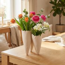 Artikel Deko Kegelvasen Beige Keramik Tischdeko Frühling Sommer 14,5x15x21cm