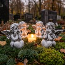Artikel Kleiner Engel mit Herz Grabschmuck Figur Grau H5,5cm 6 St