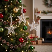 Artikel Stern zum Hängen Plastik klar Christbaumschmuck 15cm 6St
