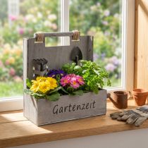 Artikel Pflanzkasten „Gartenzeit“ Grau mit Werkzeug: Deko Highlight für Gartenfreunde