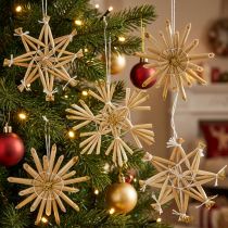 Artikel Strohsterne Glitzer Gold Set Weihnachtsschmuck Ø6cm 24 St