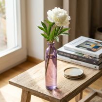 Artikel Blumenvase Glas Lila Milchglas Flaschenform Ø6,5cm H30cm