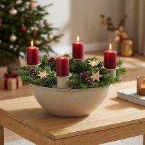 Artikel Kerzenschale mit 4 Kerzenhaltern Kunststoff Beige 15cm