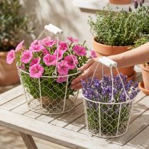 Artikel Dekorativer Drahtkorb weiß 30cm mit Griffen – Charmante Deko für Blumen, Kerzen und Gartenideen