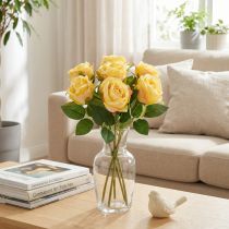 Artikel Künstlicher Rosenstrauß Gelb 44cm 6er Set für stilvolle Dekoration