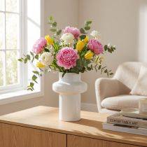 Artikel Deko Vase Metallvase Cremeweiß Ø16,5cm H23,5cm Dekoration Blumenvase