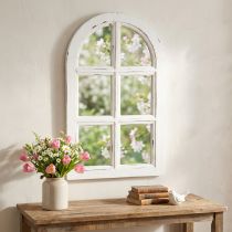 Artikel Wei&szlig;er Dekorations-Fensterrahmen im Landhaus-Stil, Holz, Nostalgie-Akzent, 29,5x48cm
