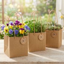 Artikel Blumentopf Papier Gerippt mit Folie 12x12cm 8er Set Nachhaltig