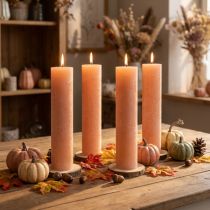 Artikel Orangefarbene Rustic Stabkerzen 50x300mm, 4 Stück f&uuml;r stilvolle Dekoration und Events