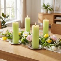 Artikel Durchgefärbte Stabkerzen Hellgrün 50x300mm – Elegante Tischdeko, 4er-Set